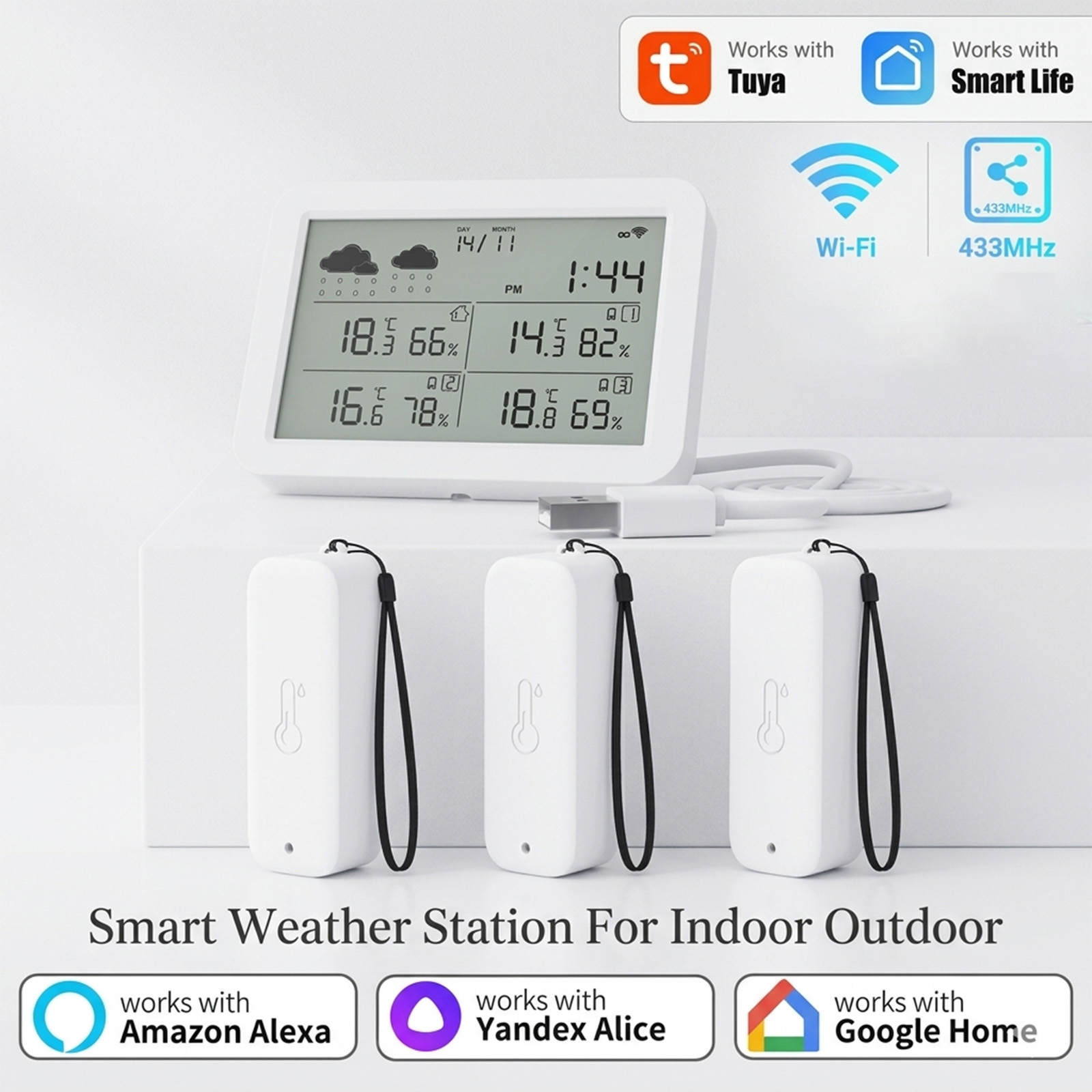 Tuya WiFi+RF433 Weather Statio - Weather Station Indoor ulasan dan harga